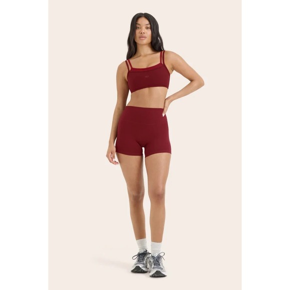 SET Active Pants - Set Active FormCloud Cherry Red Sports Bra and Biker Shorts Size Medium